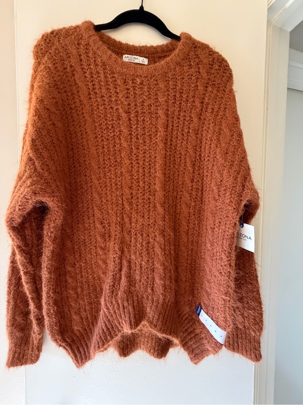 Arizona Jean Co Cozy Rust Orange Fuzzy Knit Sweater - Medium